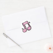 Roze muzieknotitie ronde sticker (Envelop)