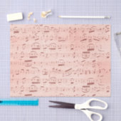 Roze muzieknotities tissuepapier (Craft)