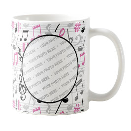 Roze Muziekpatroon Foto Mok