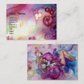 ROZE MUZIKALE CLOWN  Aquarel Visitekaartje (Voorkant / Achterkant)