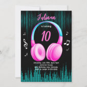 Roze Muzikale Verjaardag Uitnodiging (Voorkant)