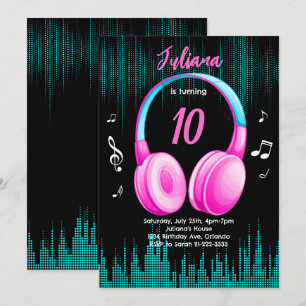 Roze Muzikale Verjaardag Uitnodiging