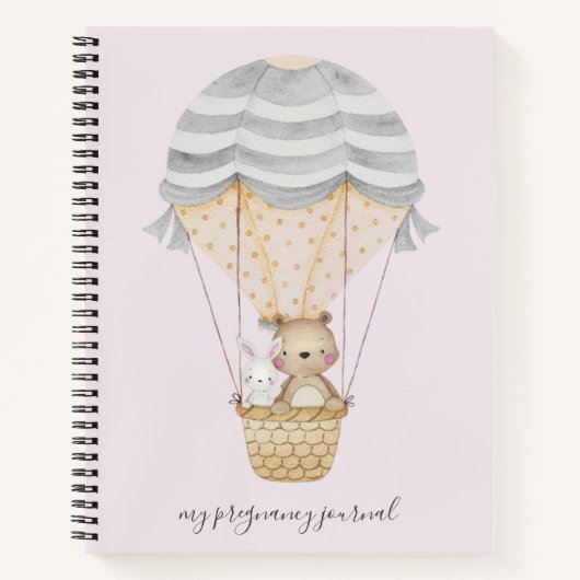Roze My Pregnancy Woodland Animals Journal Notitieboek (Voorkant)
