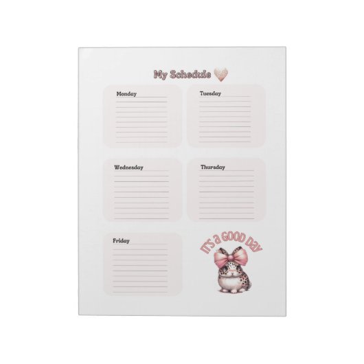 Roze My Schedule Dagelijkse Planner Notitieblok (Linkerzijde)
