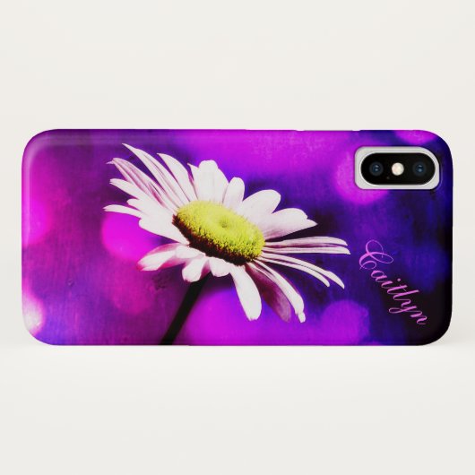 Roze N Amethyst Daisy hoesje *Gepersonaliseerd* (Achterkant (horizontaal))