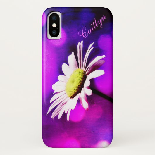 Roze N Amethyst Daisy hoesje *Gepersonaliseerd* (Achterkant)