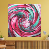 Roze N Blauwgroen Abstracte Kunst -Dolfijn N Eagle Canvas Afdruk (Insitu (Woonkamer))