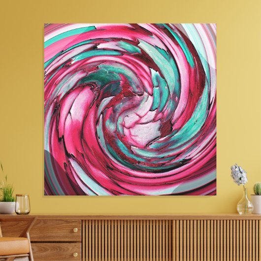 Roze N Blauwgroen Abstracte Kunst -Dolfijn N Eagle Canvas Afdruk (Insitu (Woonkamer))