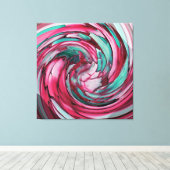Roze N Blauwgroen Abstracte Kunst -Dolfijn N Eagle Canvas Afdruk (Insitu (Houten vloer))