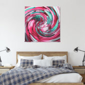 Roze N Blauwgroen Abstracte Kunst -Dolfijn N Eagle Canvas Afdruk (Insitu (Slaapkamer))
