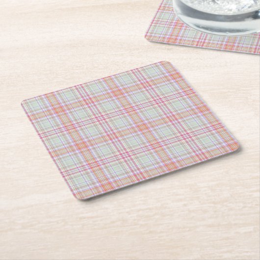 Roze 'n Groen Geometrisch Plakt Kartonnen Onderzetters (Schuin)