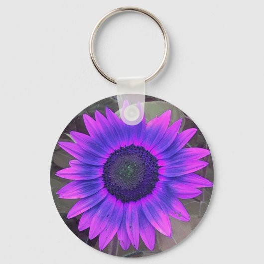 Roze N paarse Zonnebloem Sleutelhanger (Voorkant)