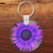 Roze N paarse Zonnebloem Sleutelhanger (Voorkant)