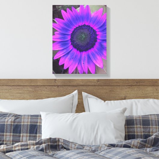 Roze N Paarse Zonnebloem Verpakt Canvas (Insitu (Slaapkamer))