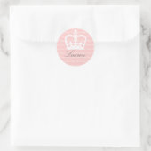 Roze-n-White prinses Ronde Sticker (Tas)
