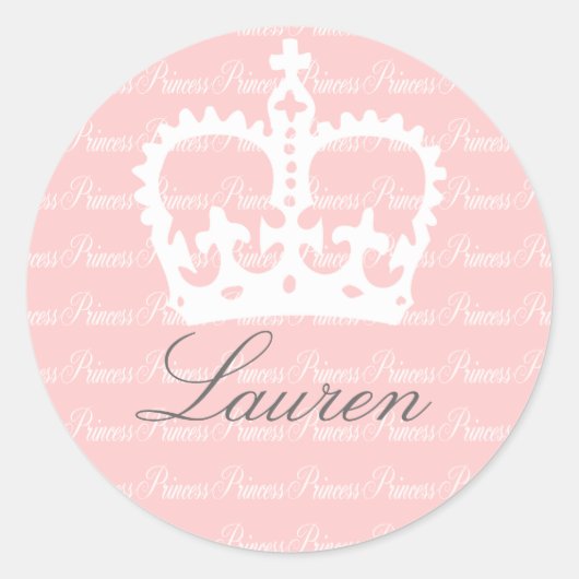 Roze-n-White prinses Ronde Sticker (Voorkant)
