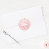Roze-n-White prinses Ronde Sticker (Envelop)