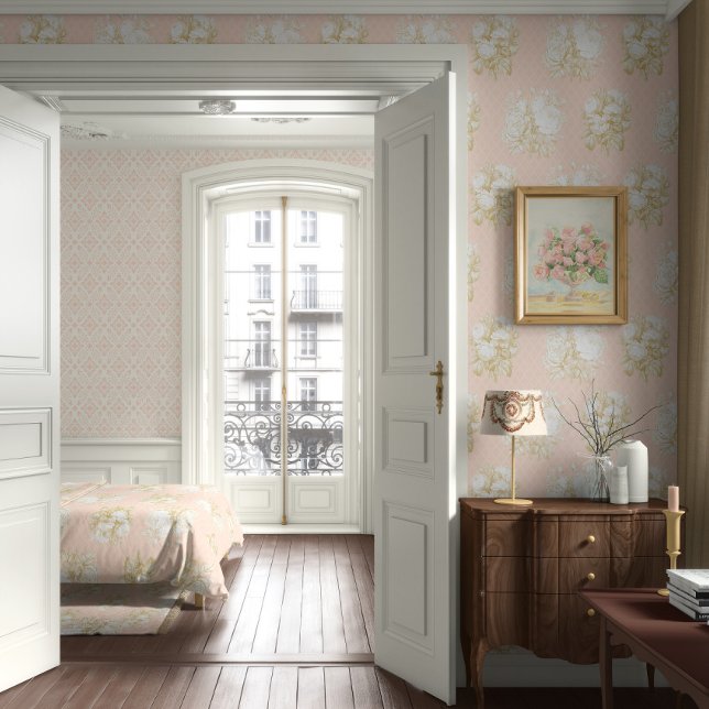  roze n wit bloemboeket meisjes behang (Creator heeft geüpload)