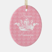 Roze-n-witte  prinses Crown personaliseert het Keramisch Ornament (Rechts)