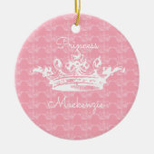 Roze-n-witte  prinses Crown personaliseert het Keramisch Ornament (Voorkant)