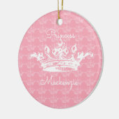 Roze-n-witte  prinses Crown personaliseert het Keramisch Ornament (Links)