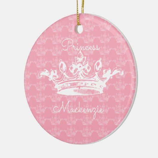 Roze-n-witte  prinses Crown personaliseert het Keramisch Ornament (Links)