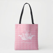 Roze-n-witte prinses Crown personaliseert het Tote Bag (Voorkant)