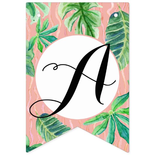 Roze n zwart Vrijgezellenfeest Flamingo Leaf Strip Vlaggetjes (Zesde vlag)