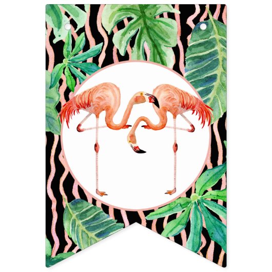 Roze n zwart Vrijgezellenfeest Flamingo Leaf Strip Vlaggetjes (Eerste vlag)