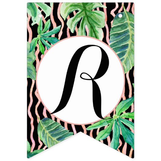 Roze n zwart Vrijgezellenfeest Flamingo Leaf Strip Vlaggetjes (Derde vlag)