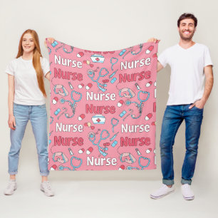 Roze Naadloze Verpleegsters Leven Patroon (1) Fleece Deken
