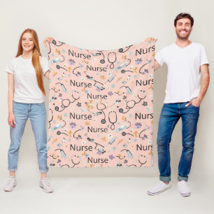 Roze Naadloze Verpleegsters Leven Patroon (3) Fleece Deken