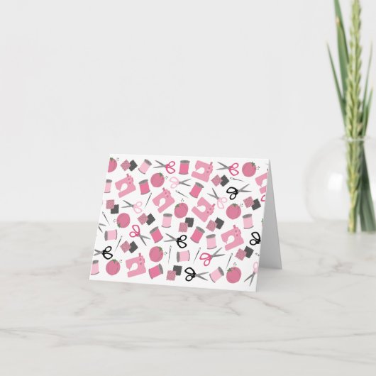 Roze naaien thema Notecard Kaart (Voorkant)