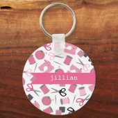 Roze naaigarige Sleutelhanger (Voorkant)
