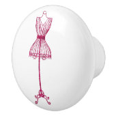 Roze naaigarist Bodice Form Ceramic Knob. Keramische Knop (Rechts)