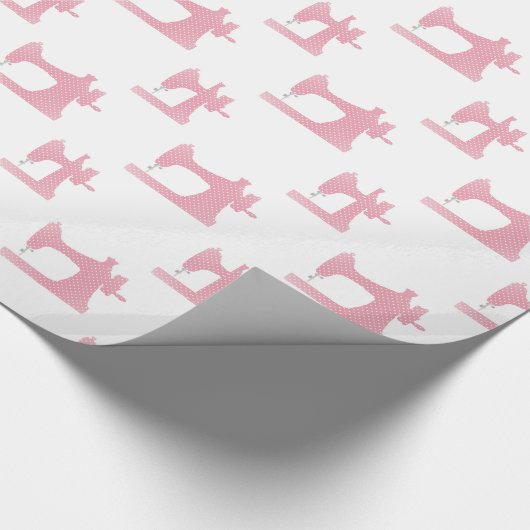 roze naaimachine cadeaupapier (Hoek)