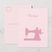 Roze naaimachine gepersonaliseerde bedankkaart briefkaart (Voorkant / Achterkant)