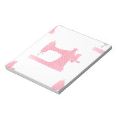 roze naaimachine notitieblok (Linkerzijde)