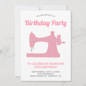 Roze Naaimachine Verjaardagsfeest Kaart (Voorkant)