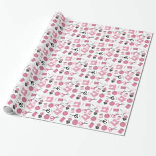 Roze naaitheematrootpapier cadeaupapier
