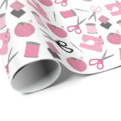 Roze naaitheematrootpapier cadeaupapier (Rol Hoek)