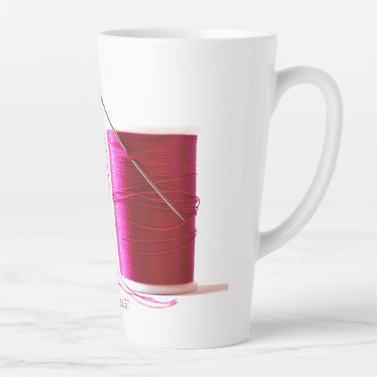 Roze naald en draad met bijbelverse latte Mok (Rechts)
