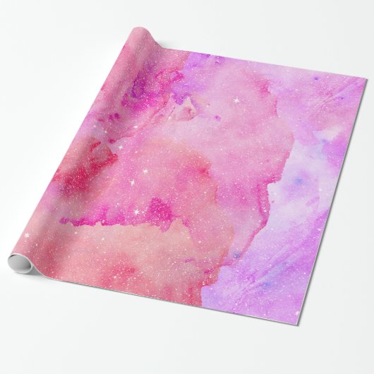 roze naald met reserveWaterverf Cadeaupapier (Uitgerold)