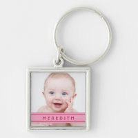 Roze naam Baby Fotosjabloon Sleutelhanger