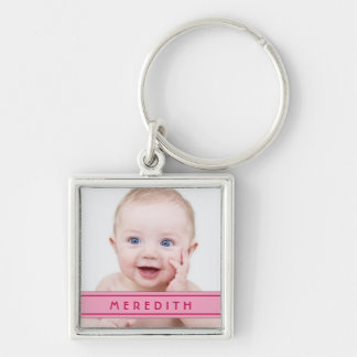 Roze naam Baby Fotosjabloon Sleutelhanger