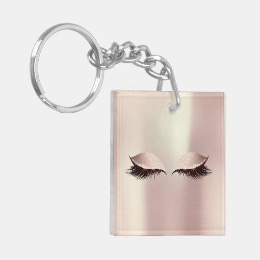 Roze naam Blush Girly Makeup Lashes Name Eyes Sleutelhanger (Voorkant Links)