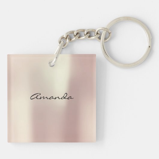 Roze naam Blush Girly Makeup Lashes Name Eyes Sleutelhanger (Achterkant)