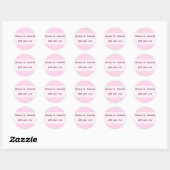 Roze Naam & Datum Envelopzegel Ronde Sticker (Vel)