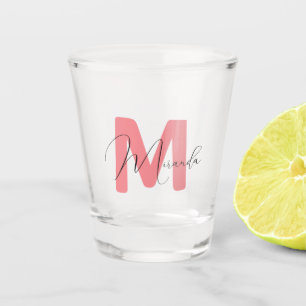 Roze, naam en initiaal vrijgezelle shot glas