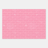 Roze naam en persoonlijk hart inpakpapier vel (Voorkant 3)